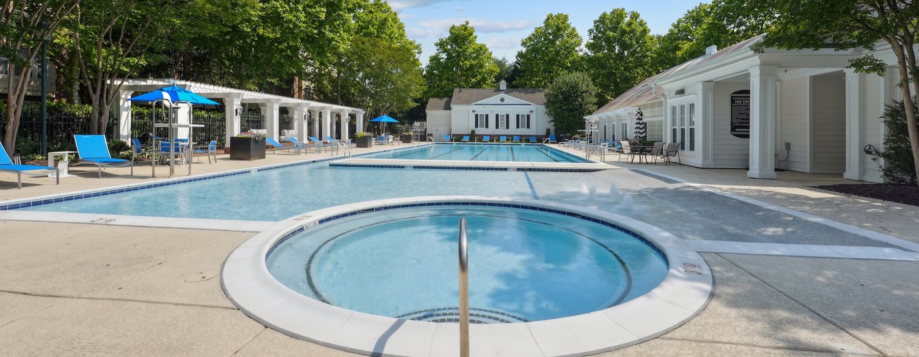 a swimming pool in a courtyard